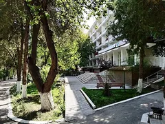 Courtyard and buildings of Zumrad Sanatorium in Isfara, Tajikistan